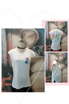 ZW Dance Sports Fitness Short Sleeves Full Cotton Blouse Men and women American Tide Cards DIY Personality Rivets Punk Wind