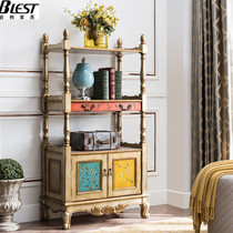 American Solid Wood Bookshelf Living Room Painting Bookshelf Small Household Multi-layer Rack