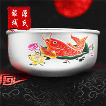 Silver Bowl 999 sterling silver bowl silver chopsticks silver spoon annual tableware set household sterling silver tableware painted Bowl