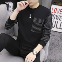 Sweaty mens autumn winter 2021 new wave cards Korean version trendy 100 hitch long sleeve T-shirt for men with velvety jersey