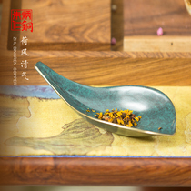 Zhu Bingren Copper lotus wind Qing Qi series Leaf storage plate jewelry storage decorative ornaments Copper handicraft ornaments