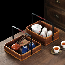 Zheming lacquer diamond-shaped iron basket tea set storage box literati plate tea shed snack box tea ceremony Japanese style