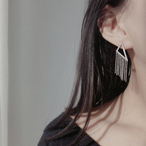 Texture is full of exaggerated tassels earrings whole body 9825 sterling silver Korean temperament earrings simple personality triangle