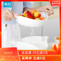 Camellia double drain basket household kitchen sink filter basin plastic large antibacterial sieve living room fruit bowl fruit Basin