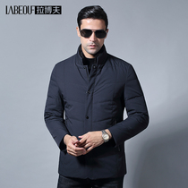 Labov down clothes mens 2021 middle aged ferrets Fur Collar White Goose velvet Dad clothes Business Easy to make a jacket