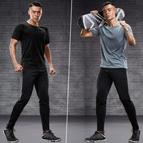 Sports suit Mens summer gym running Basketball training morning running night running equipment Quick-drying football fitness clothes