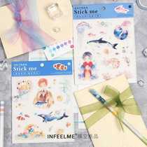 manta bat Rays Sharks Giant Winged Whale Killer Whale Coral Marine Life Series Bronzing Sticker Handbill Diving Journal