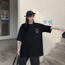 Summer big code womens dress ins original Cebu wind bf short sleeve T-shirt female Korean version in Korean version with loose half sleeves clothes