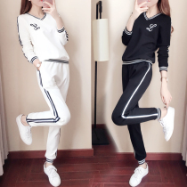 Tide brand leisure sports suit female 2021 Autumn New Korean loose slim long sleeve sweater foreign air two-piece set