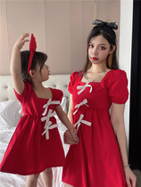 Pro-daughter dress with dress 2021 Summer New products at large Princess Skirt Style Bubble Blister Butterfly Knots Back Mother Women Dress