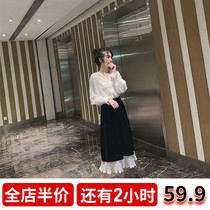 2021 new womens anti-season special summer pick-up clearance handling womens French slim dress small black dress