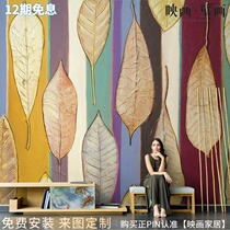 Southeast Asia Style Tropical Plant Leaves Living Room TV Background Wall Paper Seamless Sofa Wallpaper Mural Wall Cloth