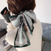 Pony ribbon hair rope Korean hair band female retro French forest Super Fairy Spring and Autumn long silk scarf with headdress women