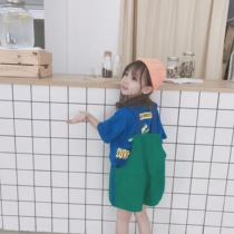 Customized male baby foreign-style straps shorts girls Joker pants + childrens beach wind short-sleeved T-shirt