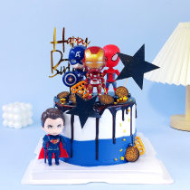 Net Red Super Hero Cake Decoration Spider Man Superman Doll Swing Piece Acrylic Birthday Inserts Baking Dress