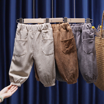 Girl Autumn Winter Light Core Suede Pants Baby Casual Pants Warm Tide Children Winter Dress Children Add Suede Thickened Light Cage Pants