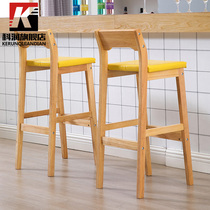 Kerun bar chair Modern simple bar stool backrest chair Solid wood stool Fashion bar chair creative stool Household high stool