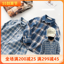 Children shirts pure cotton men and women Checkered Shirts Spring Autumn Clothing New 2022 Baby grindings Fleece Lining Turtlenecks