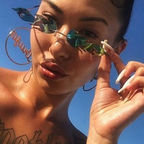 Fire Flame Sunglasses Women Men Rimless Wave Sun Glasses