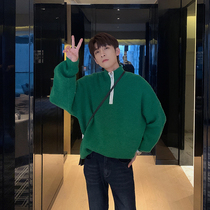 Hualun Japanese sweater mens autumn winter ins Harbor wind thick tide inside the loose non-ball undershirt knit shirt