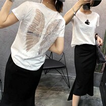 Hong Kong 2020 Summer wear new ins shirt back hollow top Collar Cotton short sleeve t-shirt women half sleeve tide