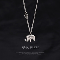 LUNK Tai Silver Crown Elephant Necklace Woman Chain Retro Personality Wave Hip-hop Lukewarm Nature Sweater Chain Sub