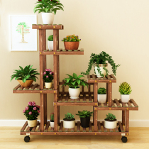 Multi-meat green Laura Balcony Flower Shelf Solid Wood Multilayer Living Room Indoor Floor Plant Potted Flower Pot Shelf Brief