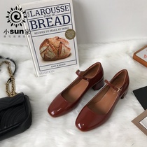 2021 New ins Joker chic retro Mary Jane shoes square head thick heel single shoes French small leather shoes women Autumn