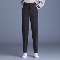 Kharen Pants Autumn Winter Women 2021 New Width High waist Straight cylinder Western Pants Loose Casual Turnip Smoke tubes Long pants