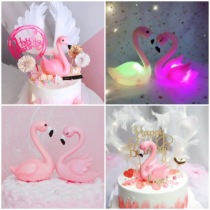 Flamingo Cake Decoration Valentines Day Couple Children Princess Birthday Party Swan decoration Pink Bird plug-in