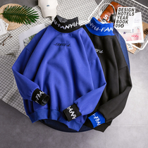 Winter high collar sweater mens velvet thickened Korean version of the trend student loose bf Harajuku wind warm base shirt T-shirt