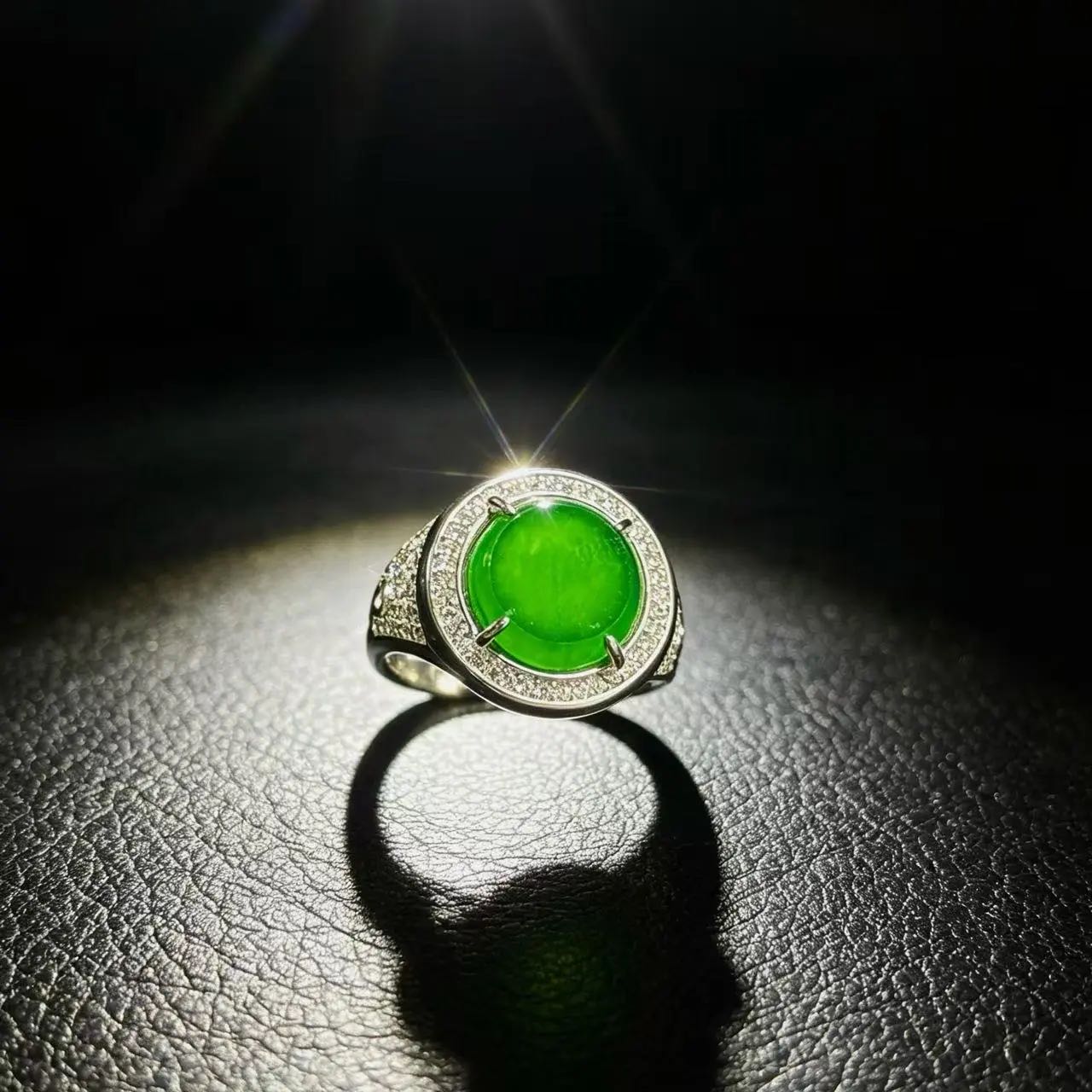 Natural grade A jade full green ring