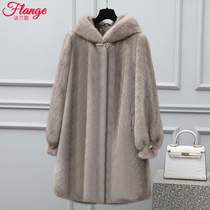 2021 new small mother pure mink leather big coat female whole mink with imported water mink fur straw fur coat not even cap