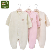 Blonde Rabbi baby silk jumpsuit autumn and winter cotton baby ha clothes thin cotton warm boneless seam climbing suit