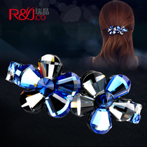 Crystal hairpin back of the head jewelry Korean top clip spring ponytail clip send mom headdress adult headdress horizontal clip