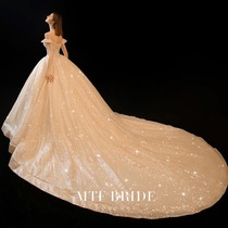 Mantingfang (Song of the stars and the moon)starry sky main wedding dress 2021 new bride heavy industry luxury palace one-shoulder tail