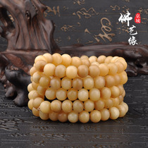 Old stock camel bone Buddha pearl 108 pieces of Tibetan apple round candiate pearl color oil moisturizing hand chain scattering beads
