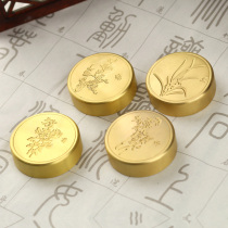 Mei Lan bamboo chrysanthemum solid brass round paperweight pure copper ornaments creative brush press Chinese painting calligraphy ruler customization