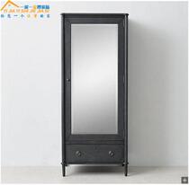 American country solid wood lockers French retro solid wood mirror wardrobe storage cabinet bedroom youth bookcase