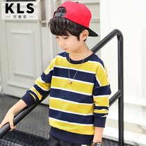 Childrens clothing boy clothes spring clothing 2021 new leisure childrens pullover Spring Spring and Autumn Childrens cotton base shirt tide