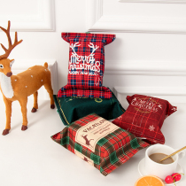 Christmas red green lattice containing paper towel box waterproof cotton linen containing finishing paper towel bag toilet living room paper draw bag
