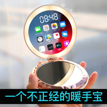 usb hand warmer treasure charging treasure makeup mirror three-in-one small portable mini dual-purpose portable baby warm hand warming artifact for girls