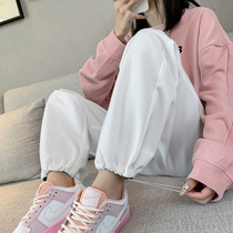 White Bunches Sports Pants Woman Spring Autumn 2022 New SLIM LEGGINGS PANTS HIGH WAIST PITUALITY LOOSE CASUAL WEAR PANTS