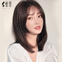 Wig Female long hair full head cover type true natural round face real hair Medium long hair short hair First love clavicle hair cover