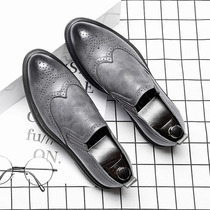 Tide Cards Mens Shoes 2022 Spring New Burlock Sculptures Flowers Genuine Leather Men Casual Shoes Han Prints Small Leather Shoes