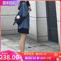 Net red Harajuku style pure color T-shirt 2021 summer New haze blue thin short sleeve female Korean version of round neck shirt ins tide