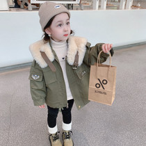 OKAIDI French girl Pike cotton clothing plus suede 2021 foreign air winter dress with long-thickened jacket Boys cotton clothes