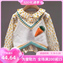 2021 Spring and autumn new foreign air children Two sets of carrot line clothes shirts Machia blouses girl shirt suit