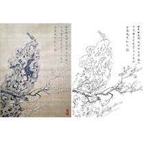 Gongbi painting white sketch background draft Plum blossom Chu Yanchun retro style flowers and birds hook line physical print draft size optional CY28