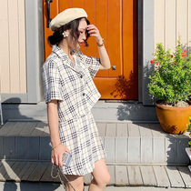 Halonini skirt suit female 2019 new summer fashion foreign style thin net red suit skirt two-piece suit